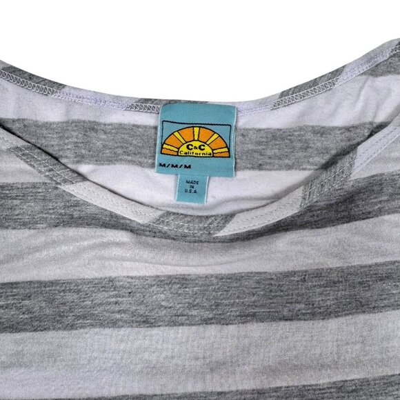 C&C California Striped Long Sleeve Tee Sz.M Gray Long Supima Cotton Blend - Picture 5 of 9
